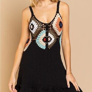 POL Crotchet Bodycon Dress Sleeveless
Flounce Hem